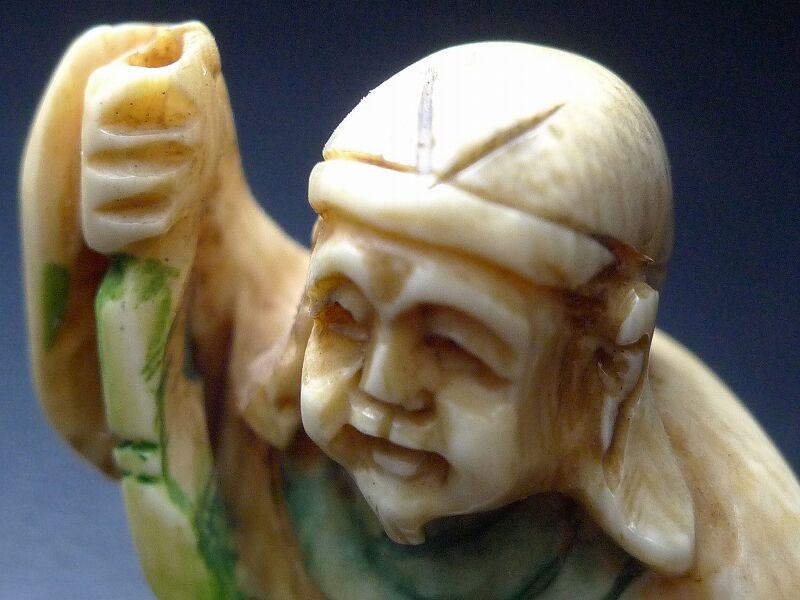 △本象牙恵比寿天根付33g・提げ物△NE31△ | 象牙屋本舗 本象牙と骨董
