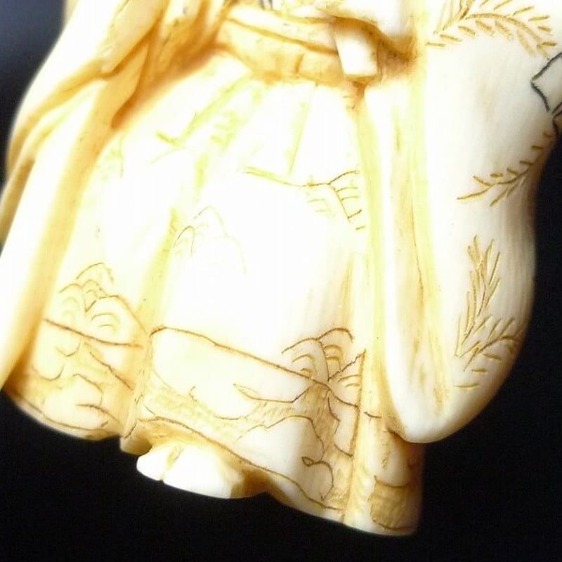 △松山作・本象牙能楽根付34g・提げ物△NE94△ | 象牙屋本舗 こほく堂