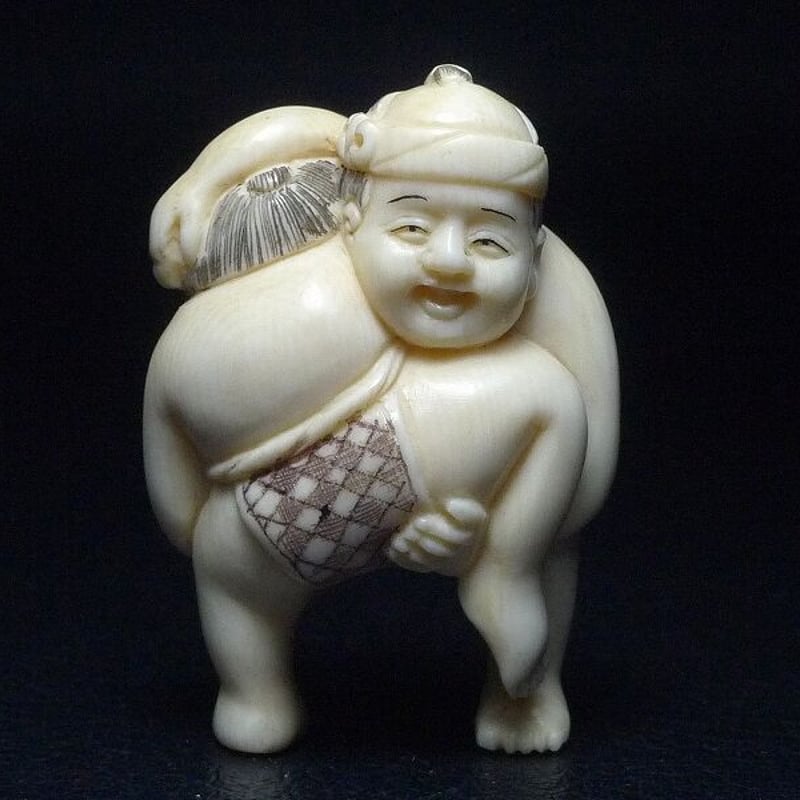 △山口？作・本象牙相撲根付17g・提げ物△NE69△ | 象牙屋本舗 こほく