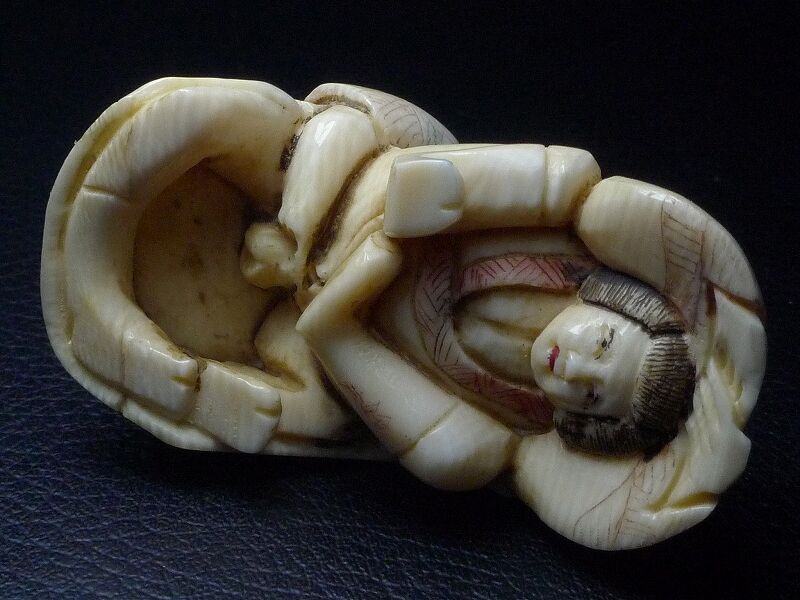 極上春画 根付 重さ:63g 　（提げ物 /緒締め / △忠友作・本象牙春画根付33g・提げ物△NE53△ | 象牙屋本舗 こほく堂