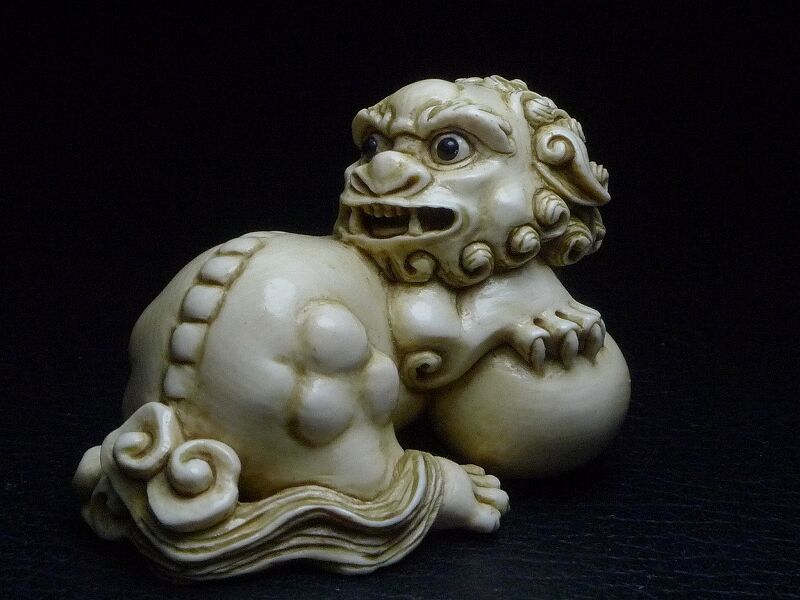 △松山作・本象牙琉球獅子根付22g・提げ物△NE27△ | 象牙屋本舗 本