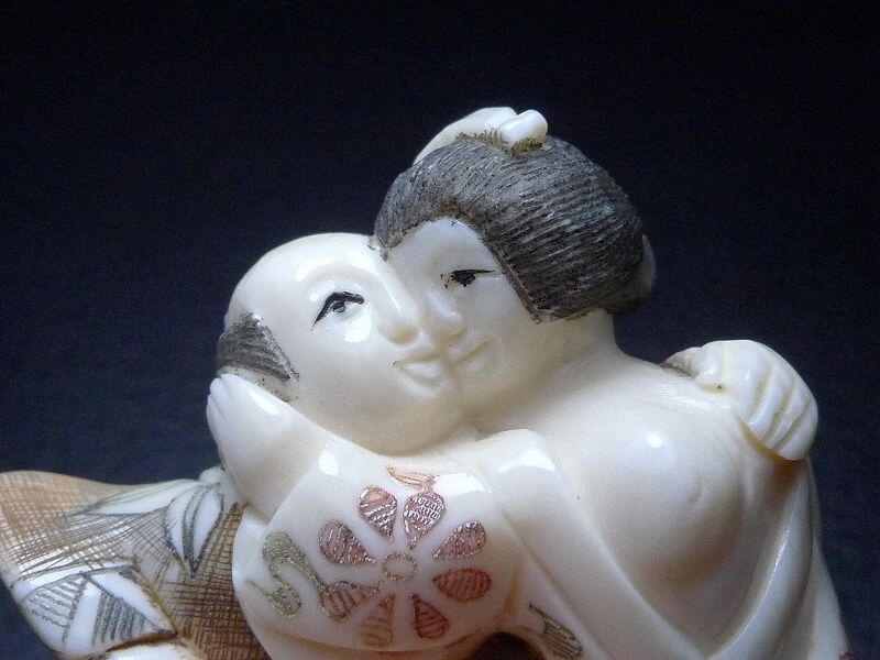 △松山作・本象牙春画根付16g・提げ物△NE57△ | 象牙屋本舗 こほく堂