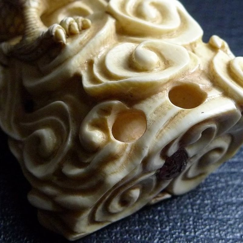 △松山作・本象牙龍根付18g・提げ物△NE8△ | 象牙屋本舗 こほく堂 本