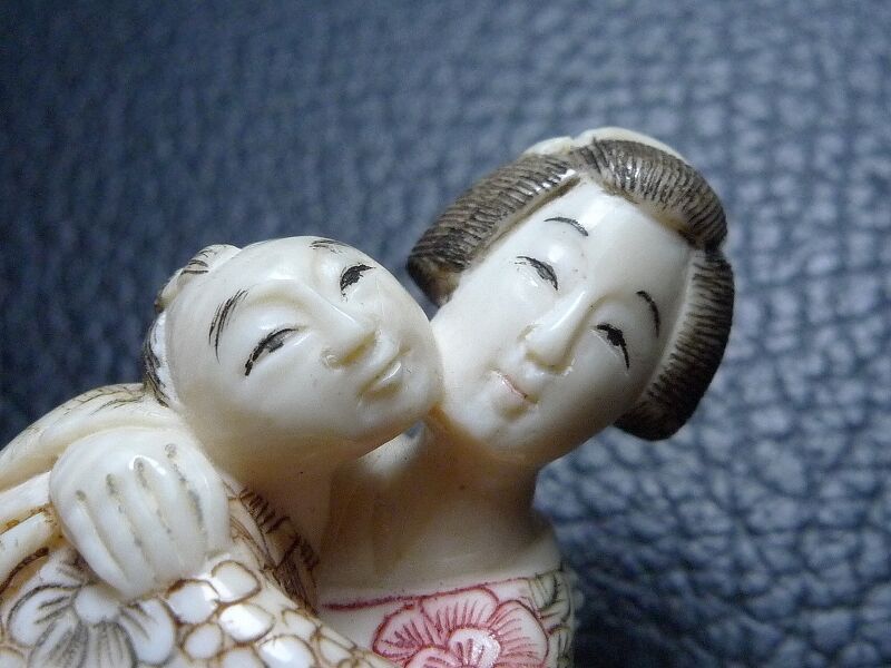 で：でかい3倍根付　浮世絵春画 2体１対セット　逸品物希少 天然牙彫刻 △本象牙春画根付17g・提げ物△NE52△ | 象牙屋本舗 本象牙と骨董のお店