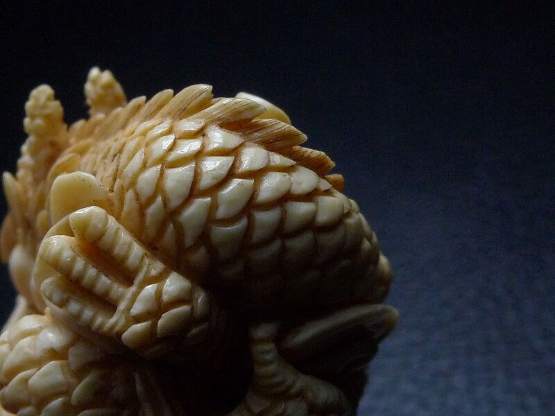 ♥象牙調　根付　竜　龍　ドラゴン　骨董品　アンティーク　レトロ ♥象牙調 根付 竜 龍 ドラゴン 骨董品 アンティーク レトロ