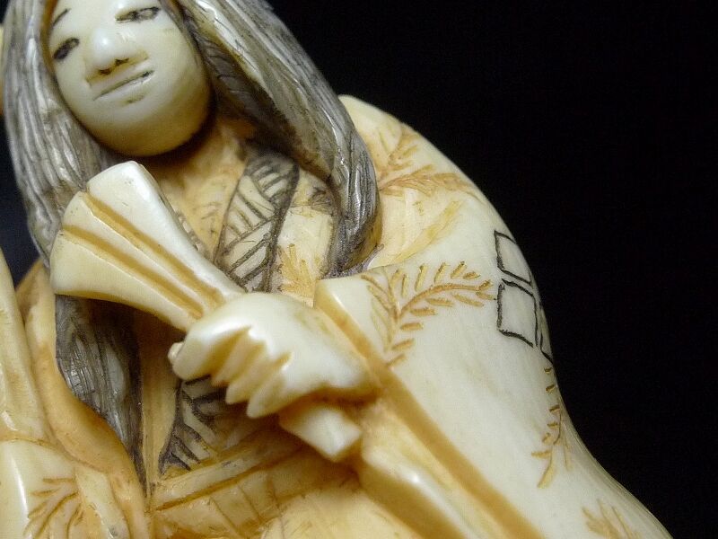 根付　松山 △松山作・本象牙能楽根付34g・提げ物△NE94△ | 象牙屋本舗 こほく堂