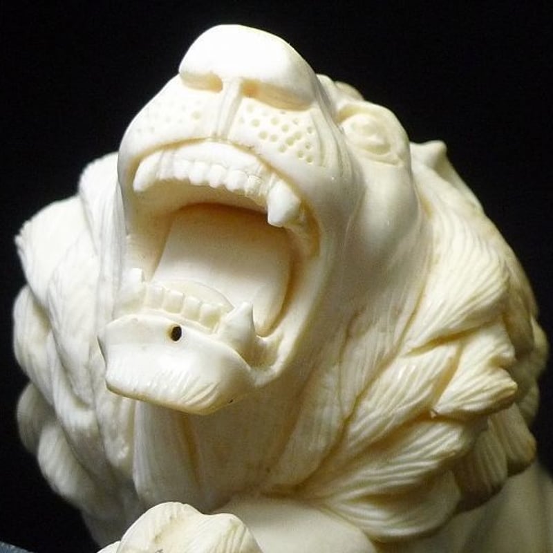 本象牙芯彫ライオン獅子彫刻像置物☆60T178☆ | 象牙屋本舗 こほ
