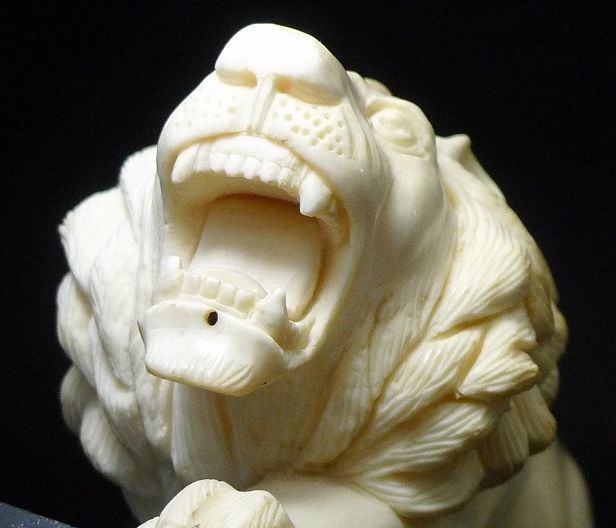 時代 獅子 置物 高3.4cm 26g 天然素材 牙彫 ライオン【CM276】 時代 獅子 置物 高3.4cm 26g 天然素材 牙彫 ライオン【CM276