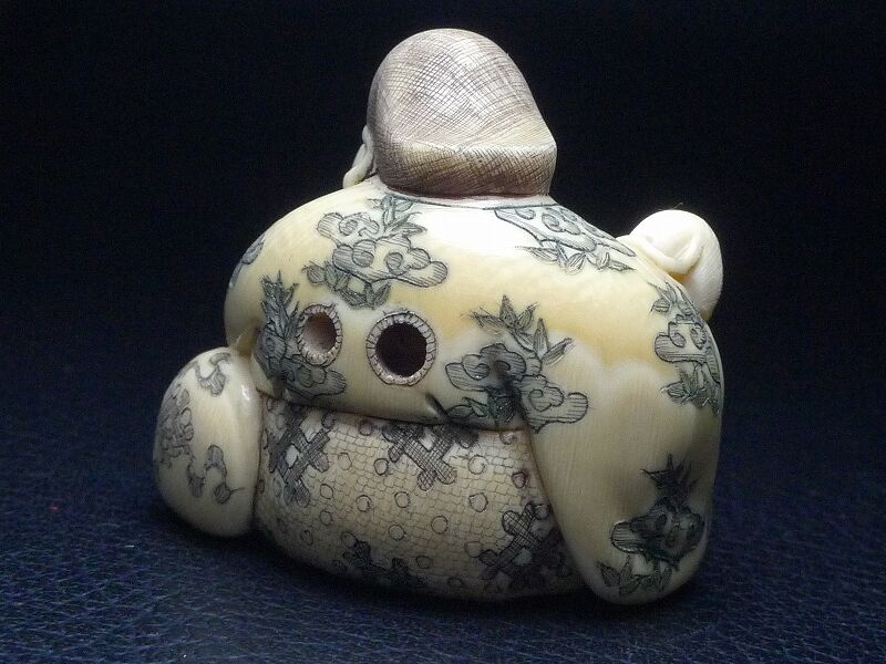 △鈴木作・本象牙布袋尊根付29g・提げ物△NE75△ | 象牙屋本舗 こほく