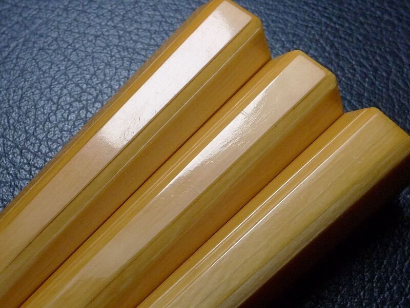 △三味線道具/本象牙材六角面取糸巻69g/糸締め3本セット材料△NE98