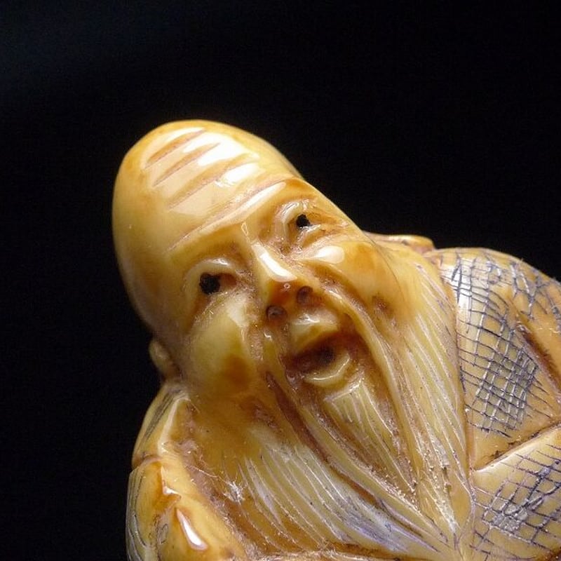 △本象牙寿老人根付33g・提げ物/置物△NE68△ | 象牙屋本舗 こほく堂