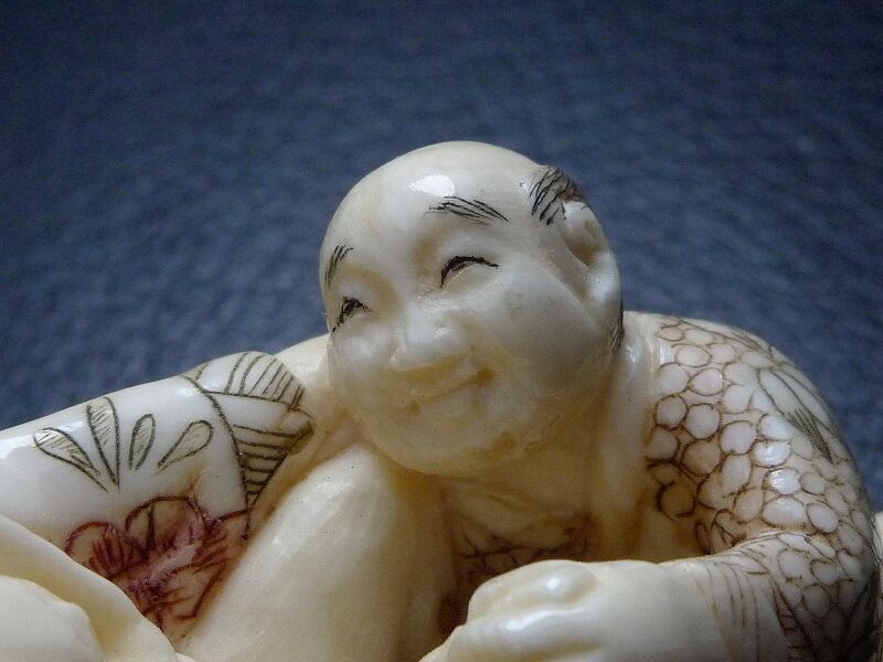 【独法師】①根付春画最高傑作　2個セット　天然素材牙彫　骨董古美術品 独法師】①根付春画最高傑作 2個セット 天然素材牙彫 骨董古