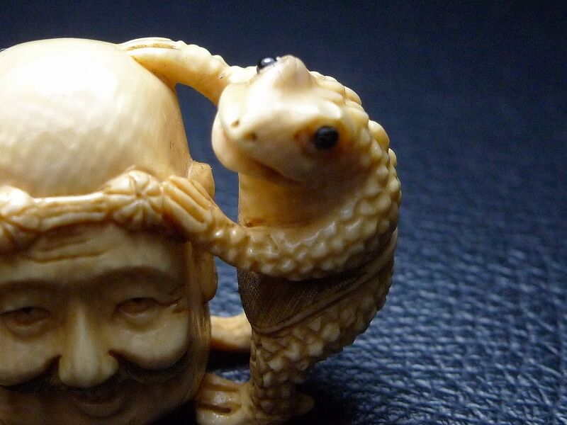 天然素材 マンモス 象牙調恵比寿様 置物 精密彫刻 提げ物 鑑賞
