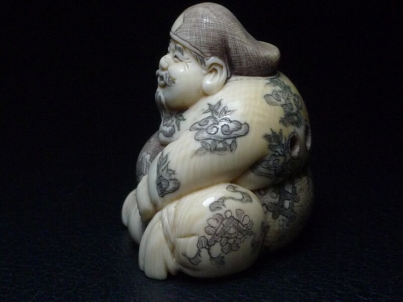 △鈴木作・本象牙布袋尊根付29g・提げ物△NE75△ | 象牙屋本舗 こほく △鈴木作・本象牙布袋尊根付29g・提げ物△NE75△ | 象牙屋本舗 こほく