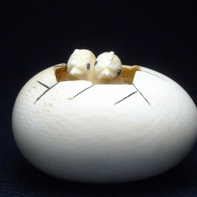 △光玉作・本象牙雛鳥根付31g・提げ物△NE73△ | 象牙屋本舗 こほく堂