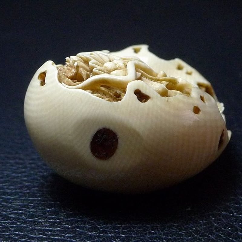 △松山作・本象牙龍根付27g・提げ物△NE5△ | 象牙屋本舗 こほく堂 本