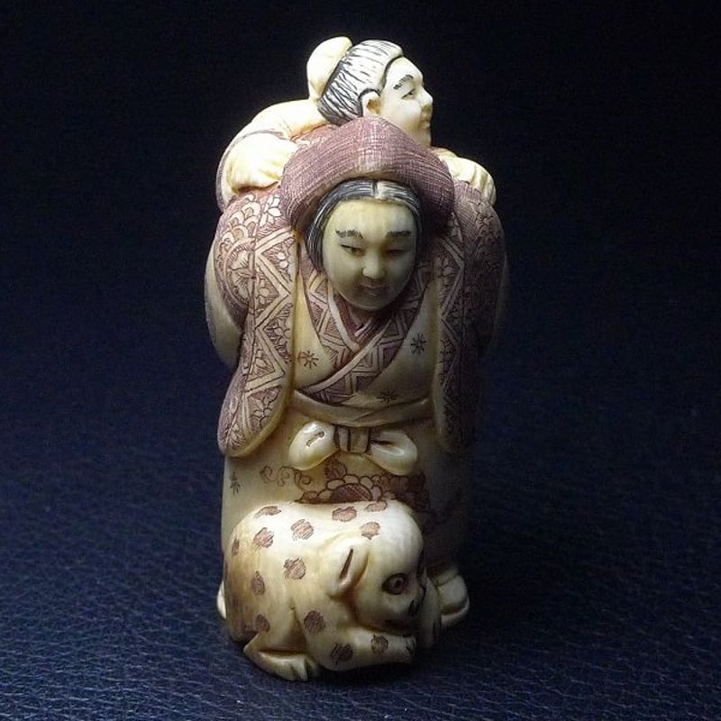 △古山作・本象牙母子置物36g△NE20△ | 象牙屋本舗 こほく堂 本象牙と