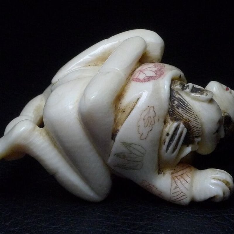 現代根付　矢次杢忠作　象牙調　お福面 象牙根付 観音菩薩 – Uni-art Gallery