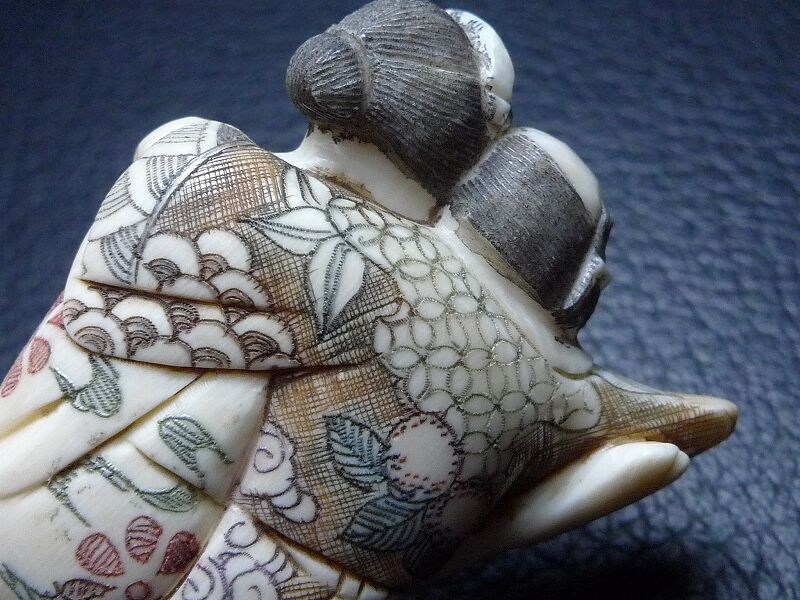 △松山作・本象牙春画根付16g・提げ物△NE57△ | 象牙屋本舗 こほく堂