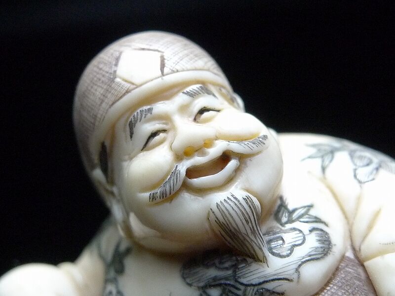 △鈴木作・本象牙布袋尊根付29g・提げ物△NE75△ | 象牙屋本舗 こほく