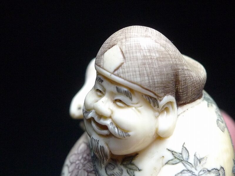 △鈴木作・本象牙布袋尊根付29g・提げ物△NE75△ | 象牙屋本舗 こほく