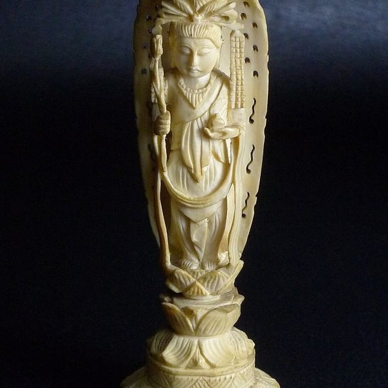 観音菩薩の像、象牙風 - 彫刻/オブジェクト