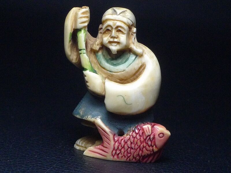 △本象牙恵比寿天根付33g・提げ物△NE31△ | 象牙屋本舗 本象牙と骨董