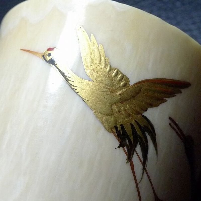 △本象牙飛鶴蒔絵蓋置・59g△NE86△ | 象牙屋本舗 こほく堂 本象牙と