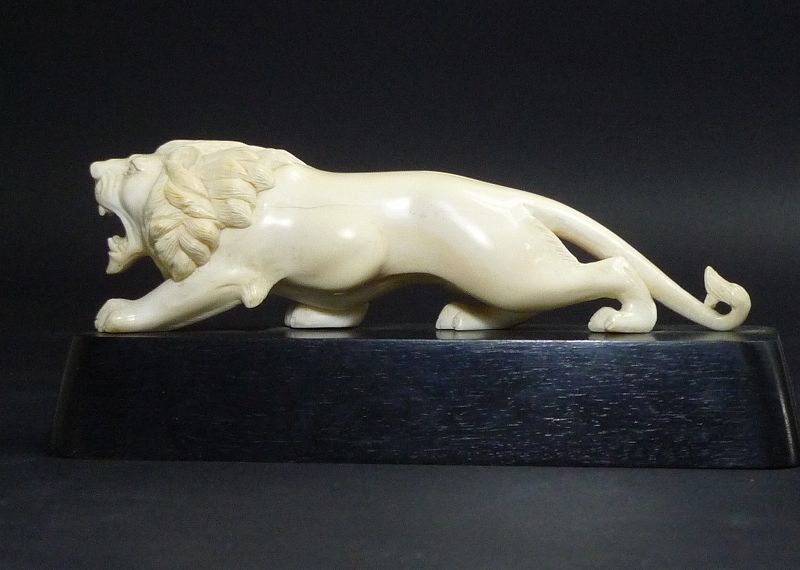 時代 獅子 置物 高3.4cm 26g 天然素材 牙彫 ライオン【CM276】 時代 獅子 置物 高3.4cm 26g 天然素材 牙彫 ライオン【CM276