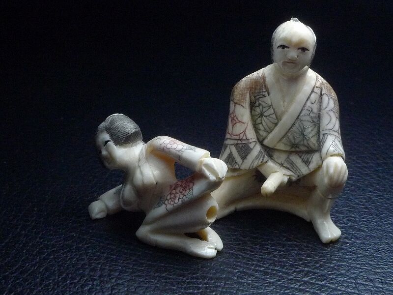 △松山作・本象牙春画根付13g・提げ物△NE51△ | 象牙屋本舗 こほく堂