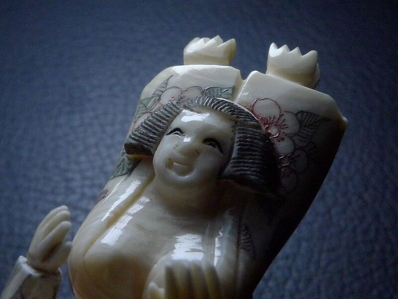 独法師】①根付春画最高傑作 2個セット 天然素材牙彫 骨董古