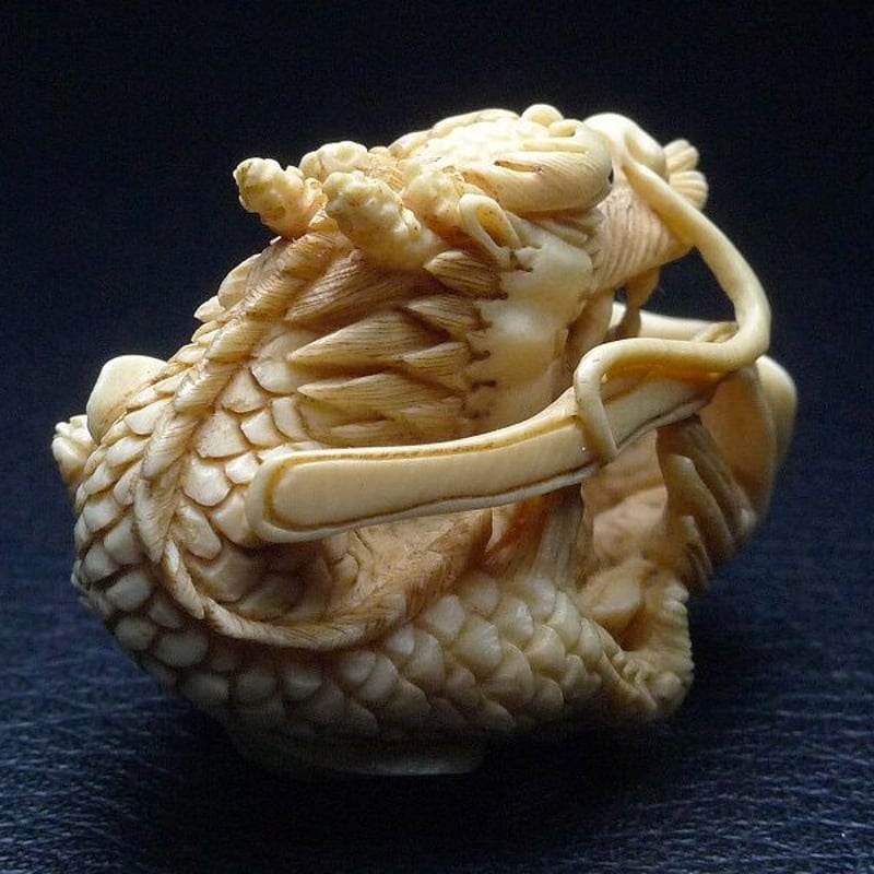 △田中作・本象牙龍根付12g・提げ物△NE28△ | 象牙屋本舗 こほく堂 本