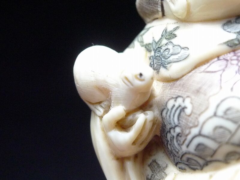 △鈴木作・本象牙布袋尊根付29g・提げ物△NE75△ | 象牙屋本舗