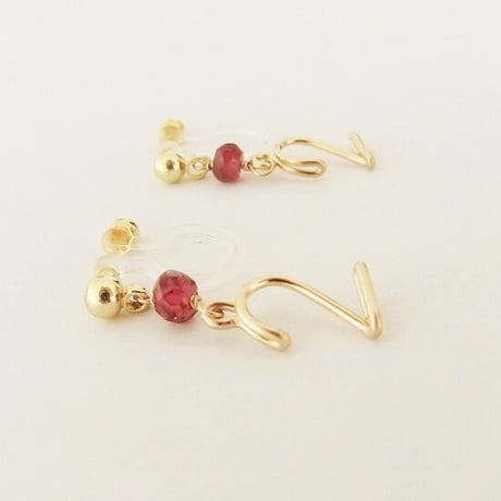 数字(ナンバー)と誕生石のイヤリング(ノンホールピアス)