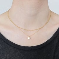 《イニシャル》のロング&ショートデザインチェーンネックレスとミニプレートネックレスのセット