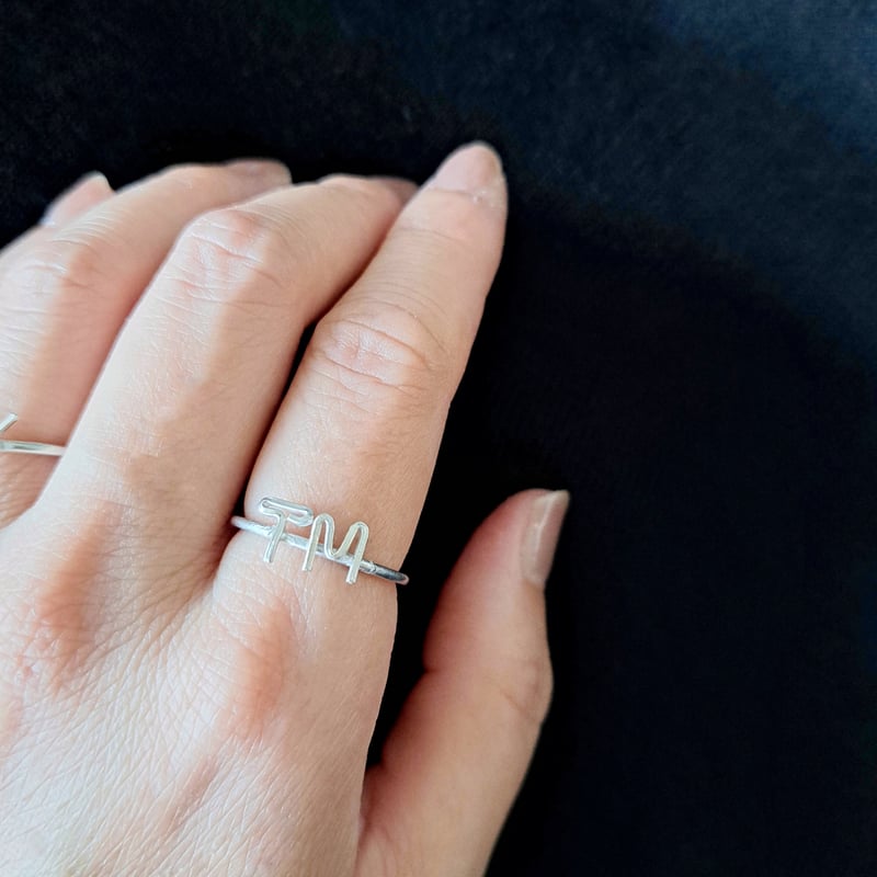 TATO] 2つのイニシャルリング[シルバー925] | ナンバー（数字）と