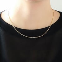 ロング&ショートデザインチェーンネックレス (2桁数字プレート付き)