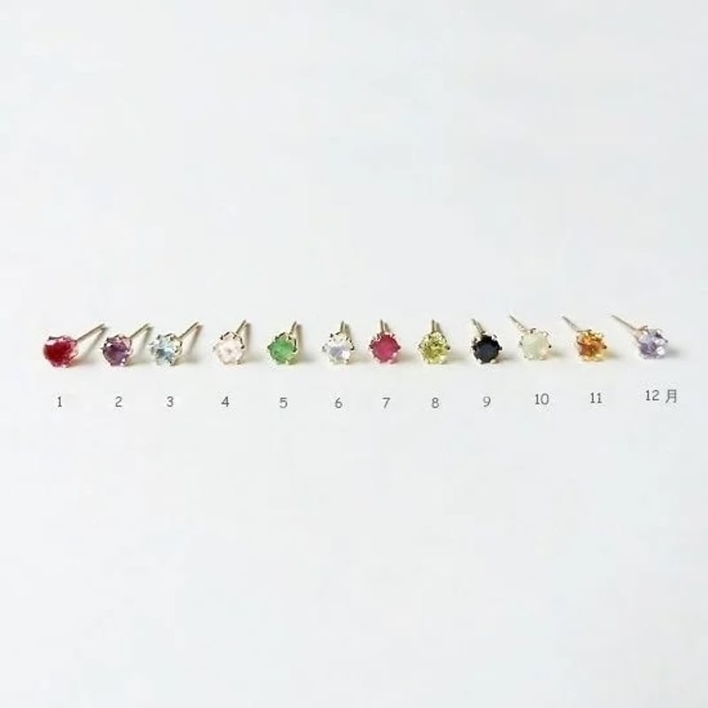 ひとつぶイニシャルと誕生石のスタッドピアス [筆記体][シルバー925