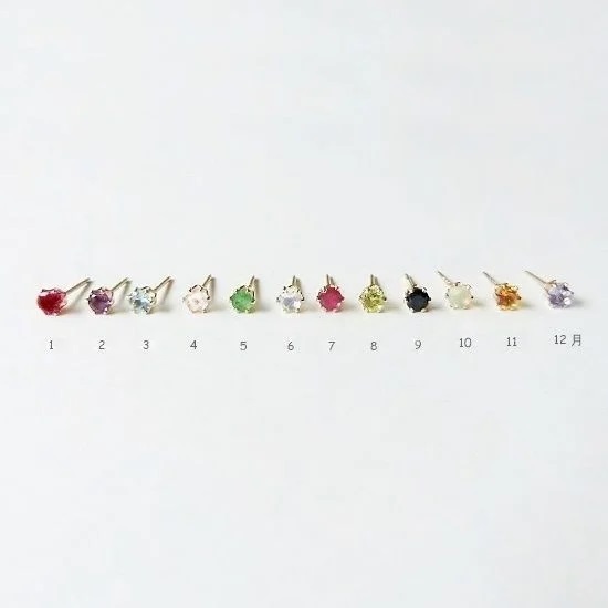 イニシャルピアス シルバー ひとつぶイニシャルと誕生石のスタッドピアス [筆記体][シルバー925