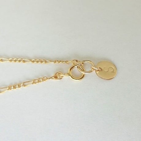 ロング&ショートデザインチェーンネックレス(イニシャルプレート付き)