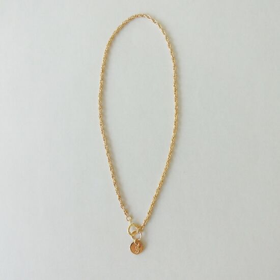 ロープデザインチェーンアンクレット (イニシャルプレート付き