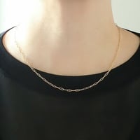 スクエアデザインチェーンネックレス (2桁数字プレート付き)