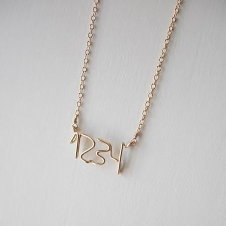 ハンドライティング数字(ナンバー) 4ケタネックレス