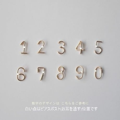 ひとつぶ数字(ナンバー)と淡水パールのスタッドピアス