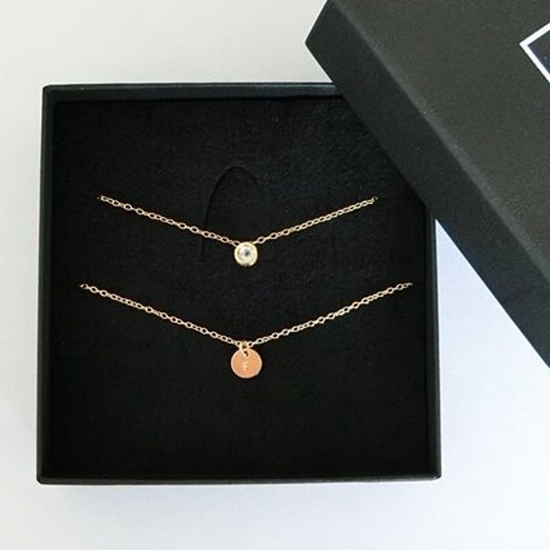 誕生石とイニシャルネックレスセット | ナンバー（数字）と