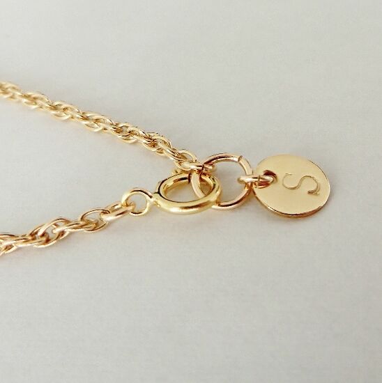 ロープデザインチェーンアンクレット (イニシャルプレート付き