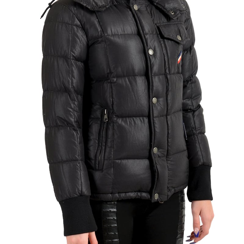 MONCLER REYNOLD ブラック フード付きダウンジャケット 00 | MLS