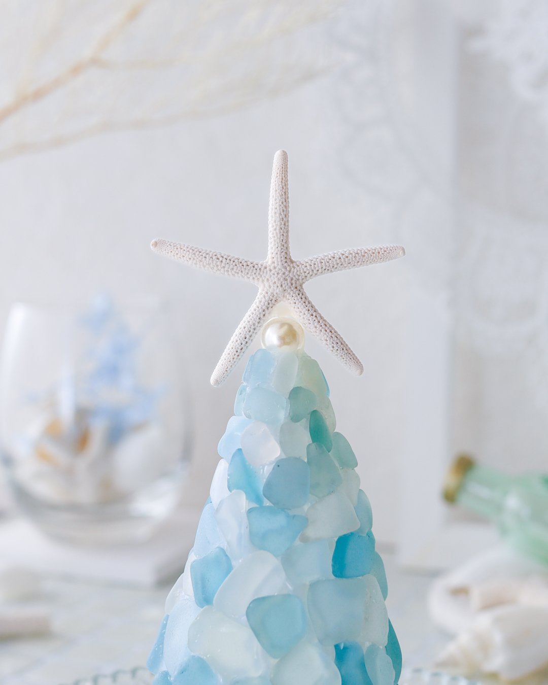 海を感じる硝子のツリー シーグラスツリー ガラスのツリー クリスマスツリー シーグラスツリーの通販 by