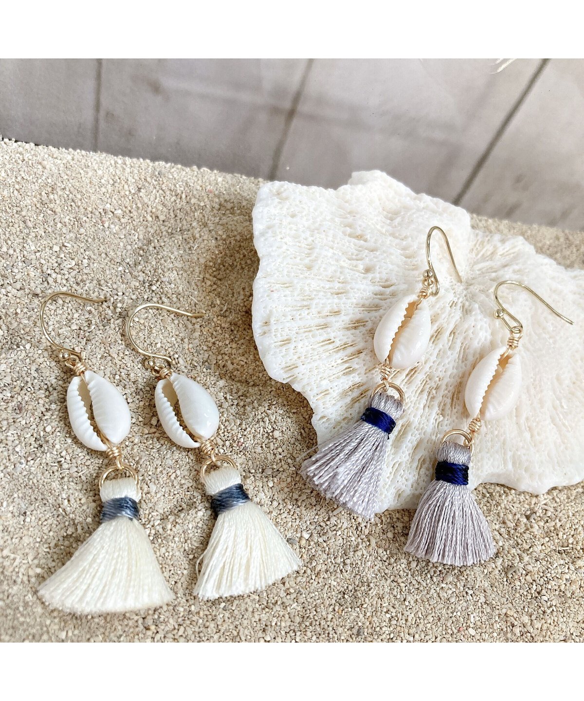 YVMIN >> ♥シェルタッセルベアピアス タカラガイ&ミニタッセルピアス SHELOOMオリジナル | SHELOOM
