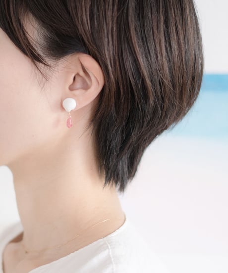 海のしずくシェルピアス / ローズピンク　SHELOOMオリジナル